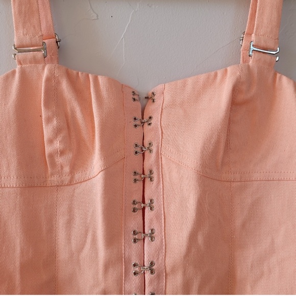 For Love and Lemons FL&L Monika Eyelet Hook Front Mini Dress Pink Small EUC - Picture 8 of 11